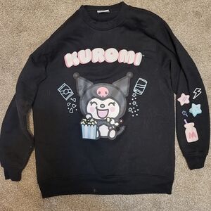 Sanrio Kuromi Black Sweatshirt with Pink & Pastel Blue Accents